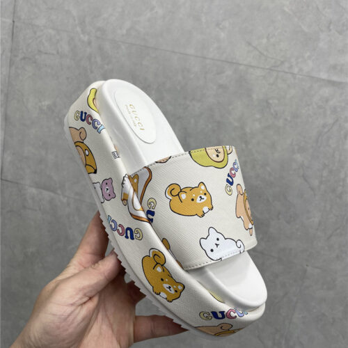 High Quality Luxury Gucci New Animal Graffiti Platform Slippers – Style 73587 product detail
