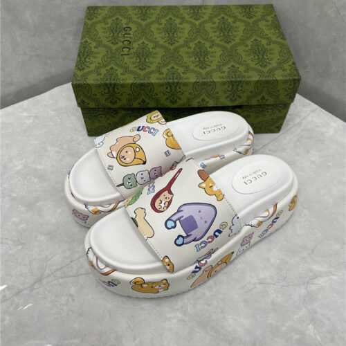 High Quality Luxury Gucci New Animal Graffiti Platform Slippers – Style 73587