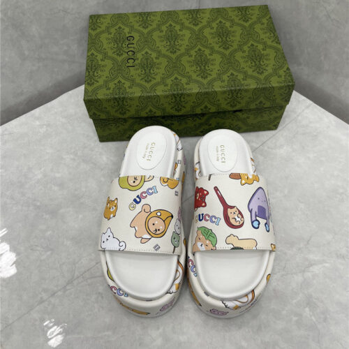 High Quality Luxury Gucci New Animal Graffiti Platform Slippers – Style 73587 product detail