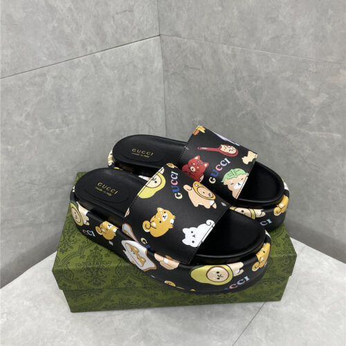 High Quality Luxury Gucci New Animal Graffiti Platform Slippers – Style 08051 product detail