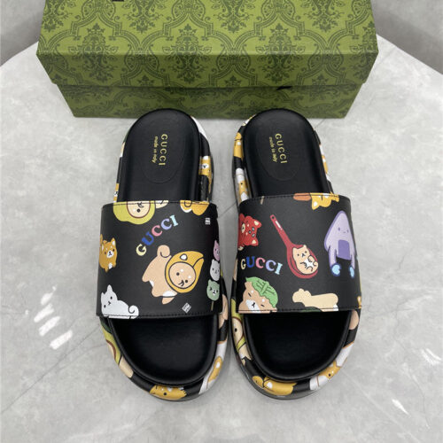 High Quality Luxury Gucci New Animal Graffiti Platform Slippers – Style 08051 product detail