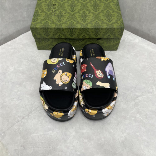 High Quality Luxury Gucci New Animal Graffiti Platform Slippers – Style 08051 product detail