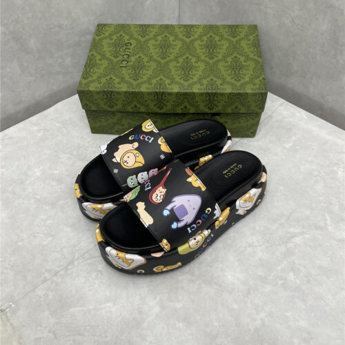 High Quality Luxury Gucci New Animal Graffiti Platform Slippers – Style 08051