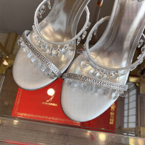 High Quality Luxury Rene Caovilla Crystal Pendant Heeled Sandals – Style 90630 product detail