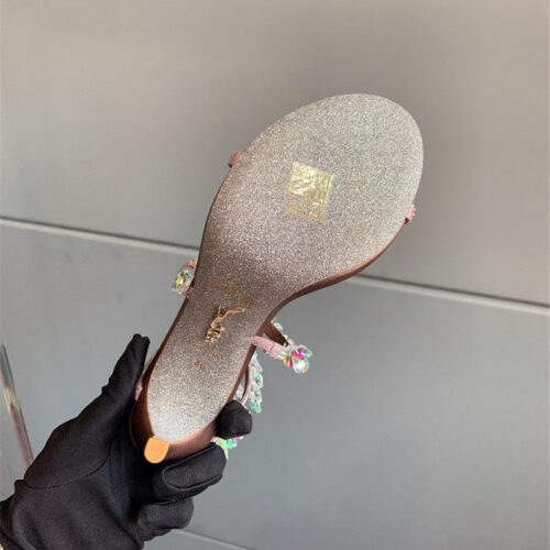 High Quality Luxury Rene Caovilla Crystal Pendant Heeled Sandals product detail