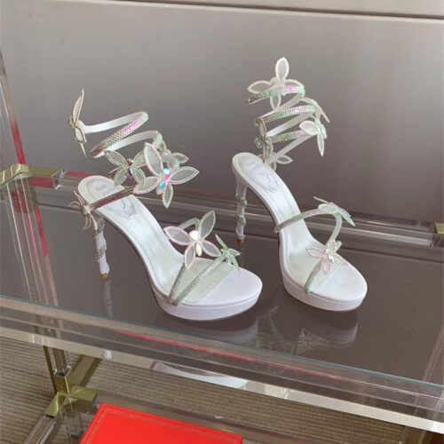 High Quality Luxury Rene Caovilla Crystal Butterfly High Heel Sandals – Style 45446