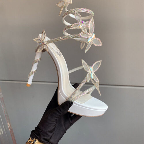High Quality Luxury Rene Caovilla Crystal Butterfly High Heel Sandals – Style 45446 product detail