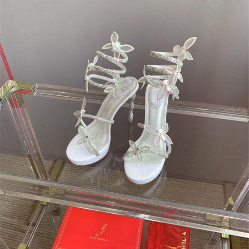 High Quality Luxury Rene Caovilla Crystal Butterfly High Heel Sandals – Style 45446 product detail