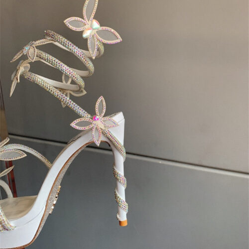 High Quality Luxury Rene Caovilla Crystal Butterfly High Heel Sandals – Style 45446 product detail