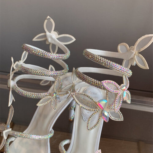High Quality Luxury Rene Caovilla Crystal Butterfly High Heel Sandals – Style 45446 product detail