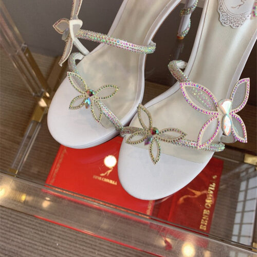 High Quality Luxury Rene Caovilla Crystal Butterfly High Heel Sandals – Style 45446 product detail