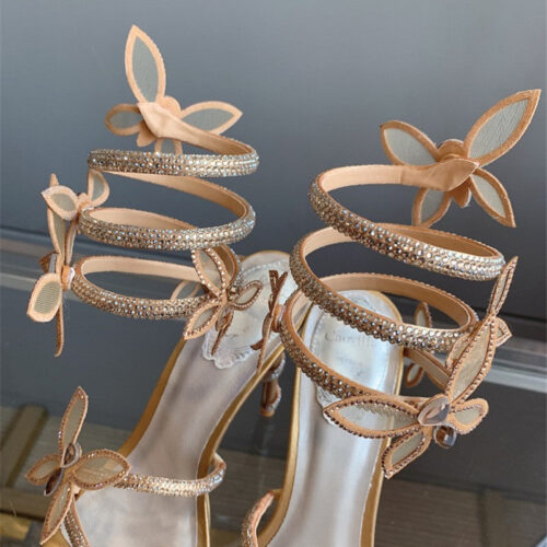 High Quality Luxury Rene Caovilla Crystal Butterfly High Heel Sandals product detail