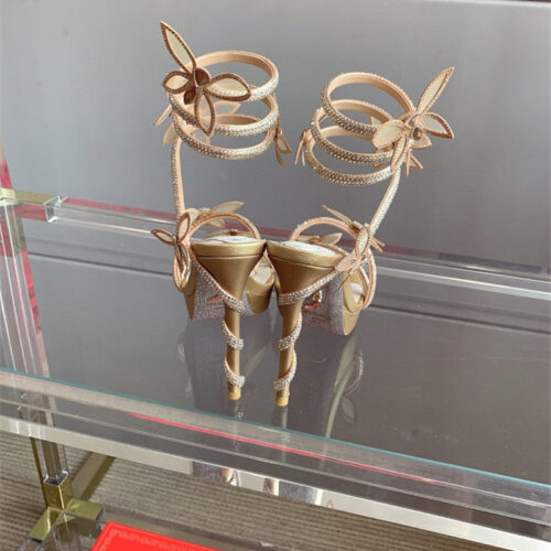 High Quality Luxury Rene Caovilla Crystal Butterfly High Heel Sandals product detail