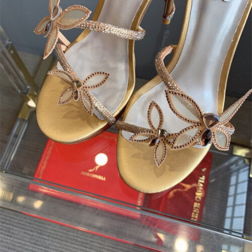 High Quality Luxury Rene Caovilla Crystal Butterfly High Heel Sandals product detail