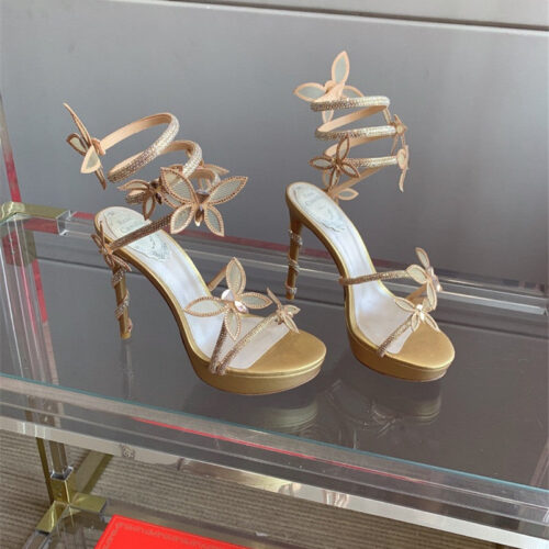 High Quality Luxury Rene Caovilla Crystal Butterfly High Heel Sandals
