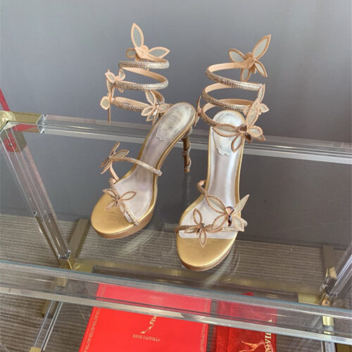 High Quality Luxury Rene Caovilla Crystal Butterfly High Heel Sandals alternate view