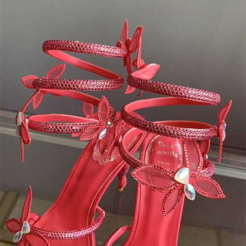 High Quality Luxury Rene Caovilla Crystal Butterfly High Heel Sandals – Style 84998 product detail