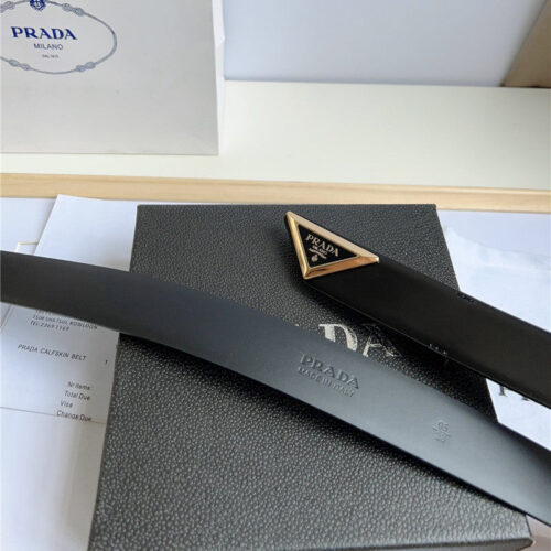 High Quality Luxury Prada Enamelled Metal Triangle Logo Belt – Style 00038 product detail