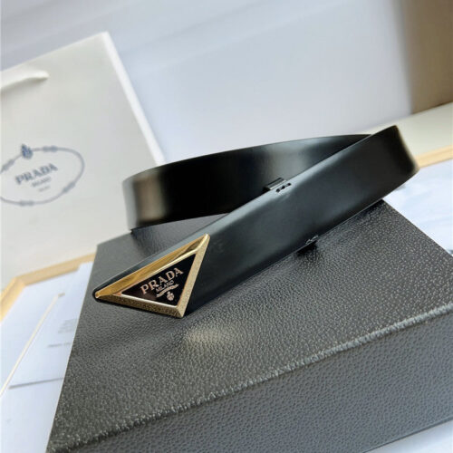 High Quality Luxury Prada Enamelled Metal Triangle Logo Belt – Style 00038 product detail