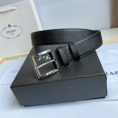 High Quality Luxury Prada Enamelled Metal Triangle Logo Belt product detail