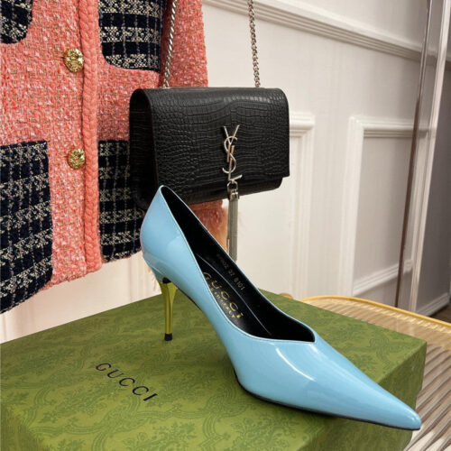 High Quality Luxury Gucci Metal Heel Pointed High Heels – Style 54387 product detail