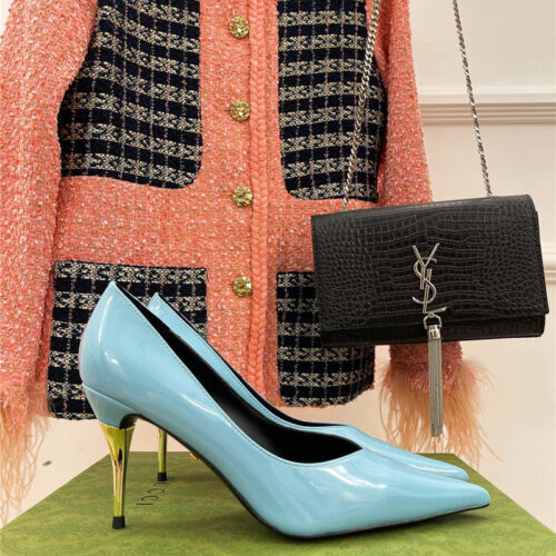 High Quality Luxury Gucci Metal Heel Pointed High Heels – Style 54387 product detail