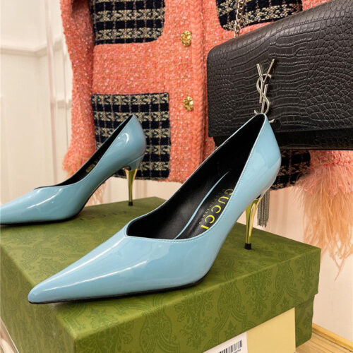 High Quality Luxury Gucci Metal Heel Pointed High Heels – Style 54387 product detail