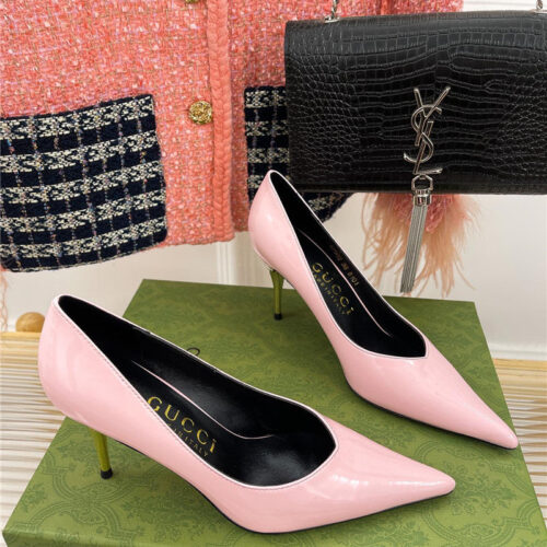 High Quality Luxury Gucci Metal Heel Pointed High Heels – Style 21619