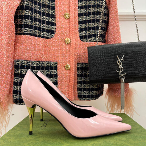 High Quality Luxury Gucci Metal Heel Pointed High Heels – Style 21619 product detail