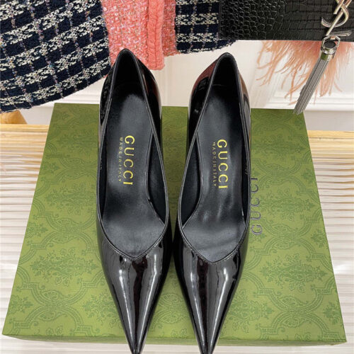 High Quality Luxury Gucci Metal Heel Pointed High Heels alternate view