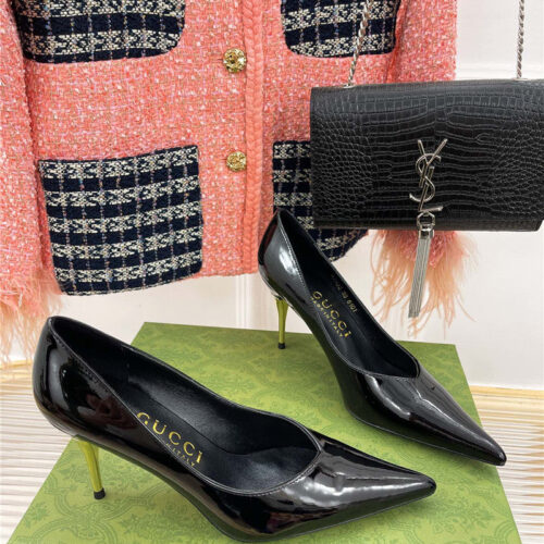 High Quality Luxury Gucci Metal Heel Pointed High Heels
