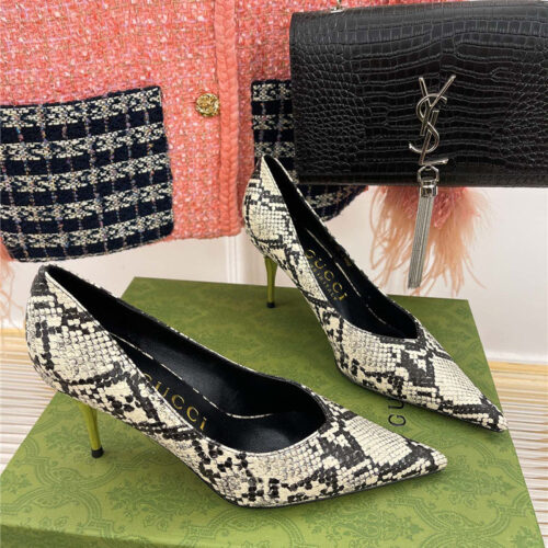 High Quality Luxury Gucci Metal Heel Pointed High Heels – Style 88851