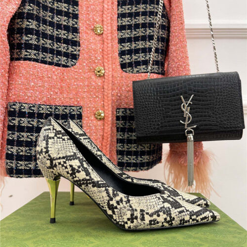 High Quality Luxury Gucci Metal Heel Pointed High Heels – Style 88851 product detail