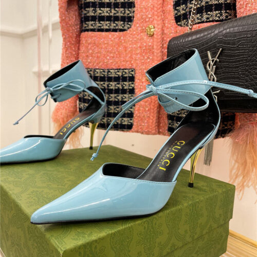 High Quality Luxury Gucci Metal Heel Pointed Sandals – Style 83763 alternate view