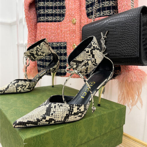 High Quality Luxury Gucci Metal Heel Pointed Sandals alternate view