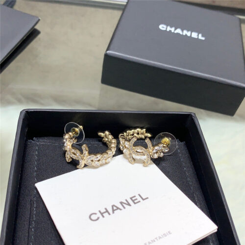 High Quality Luxury Chanel Light Golden Wheat Ears Are Full Of Drilling Earrings product detail