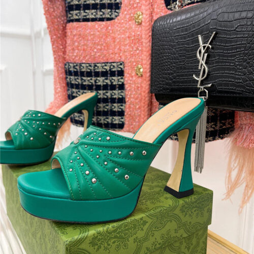 High Quality Luxury Gucci Platform Rivets High Heels – Style 91571 product detail