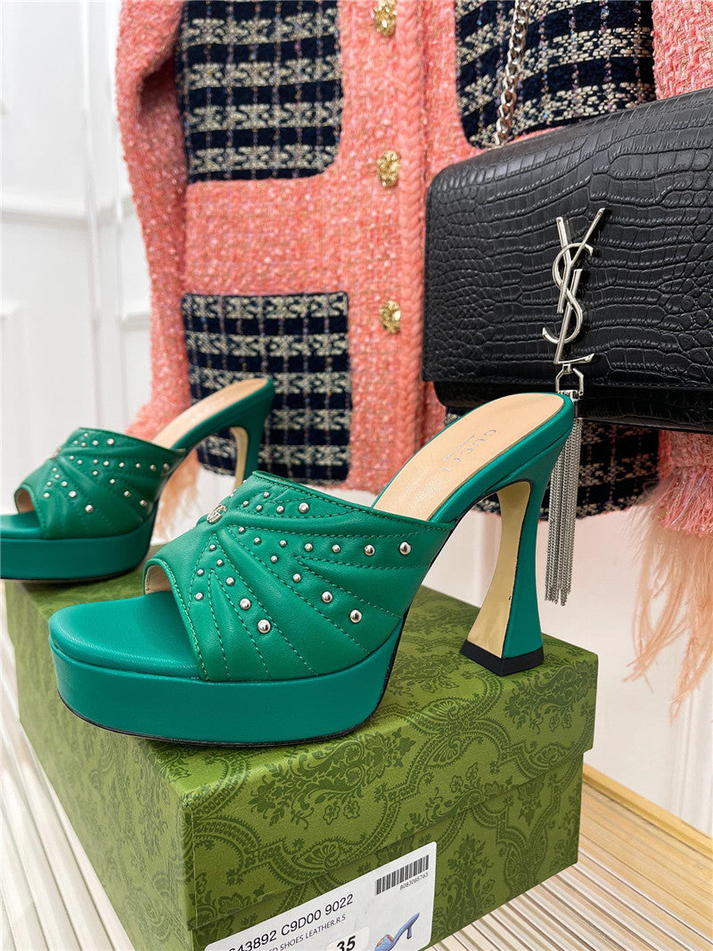 High Quality Luxury Gucci Platform Rivets High Heels – Style 91571 product detail