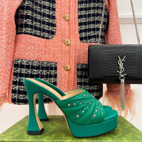High Quality Luxury Gucci Platform Rivets High Heels – Style 91571 product detail