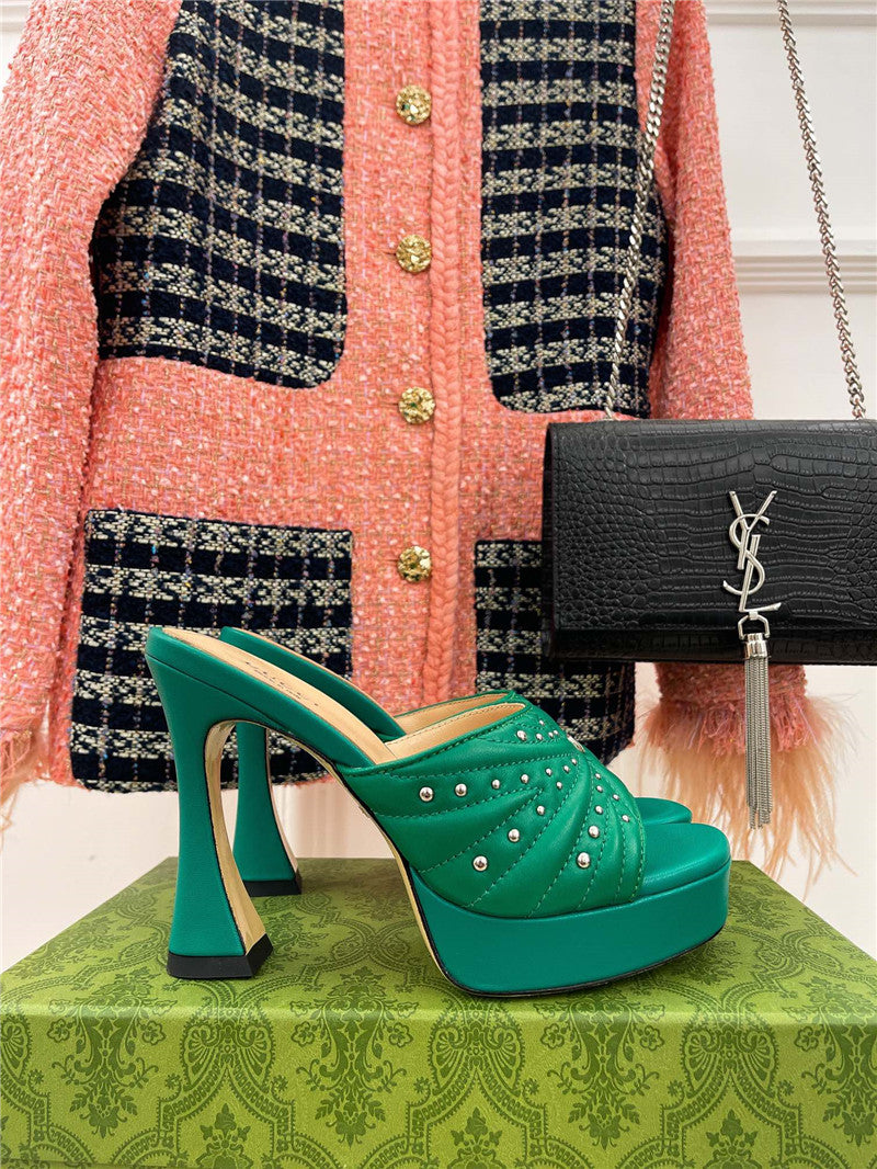 High Quality Luxury Gucci Platform Rivets High Heels – Style 91571 product detail