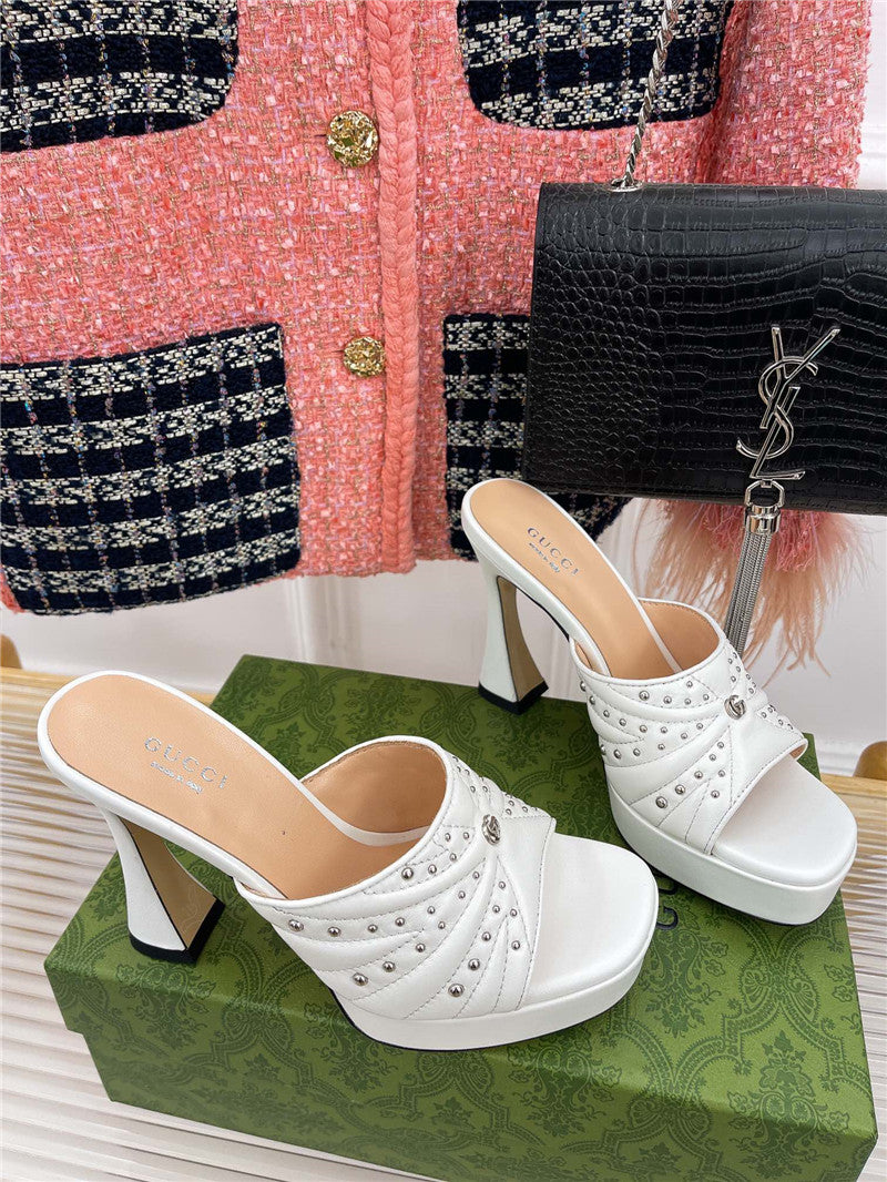 High Quality Luxury Gucci Platform Rivets High Heels