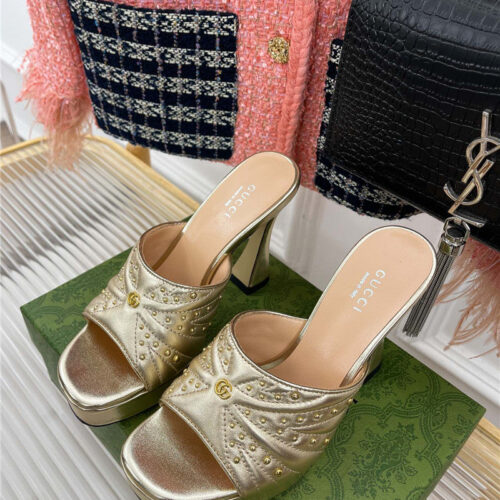 High Quality Luxury Gucci Platform Rivets High Heels – Style 55411 product detail