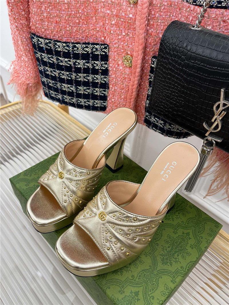 High Quality Luxury Gucci Platform Rivets High Heels – Style 55411 product detail