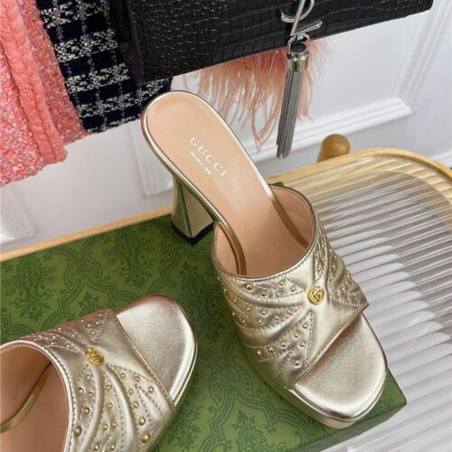 High Quality Luxury Gucci Platform Rivets High Heels – Style 55411 product detail