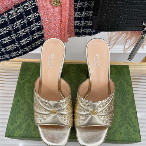 High Quality Luxury Gucci Platform Rivets High Heels – Style 55411 product detail