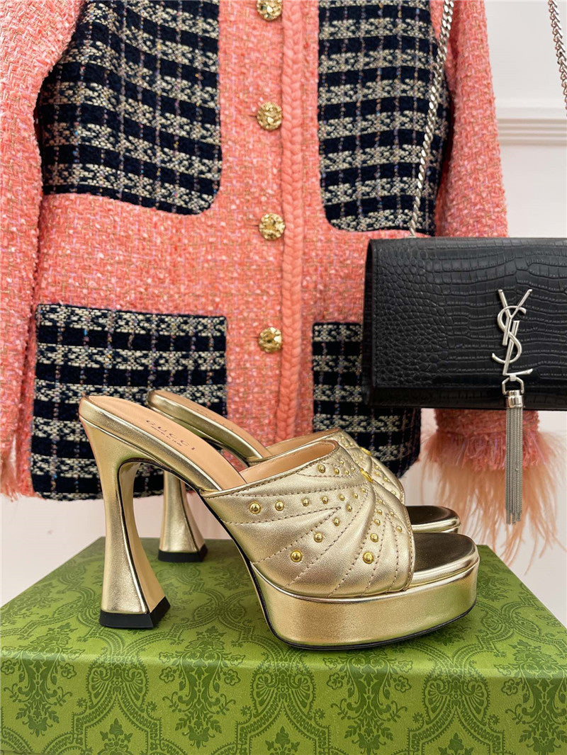 High Quality Luxury Gucci Platform Rivets High Heels – Style 55411 product detail