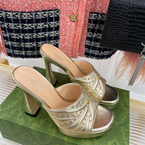 High Quality Luxury Gucci Platform Rivets High Heels – Style 55411