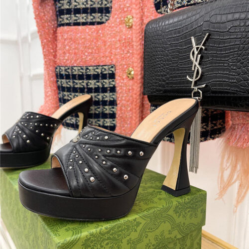 High Quality Luxury Gucci Platform Rivets High Heels – Style 53715 product detail
