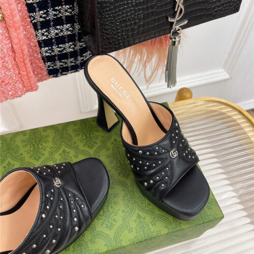 High Quality Luxury Gucci Platform Rivets High Heels – Style 53715 product detail