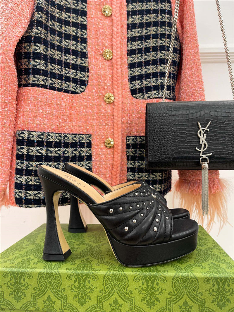 High Quality Luxury Gucci Platform Rivets High Heels – Style 53715 product detail